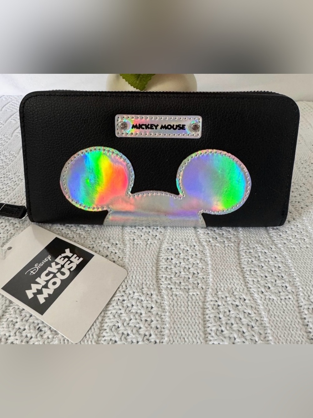 Disney Black Wallet with Iridescent Mickey Accent